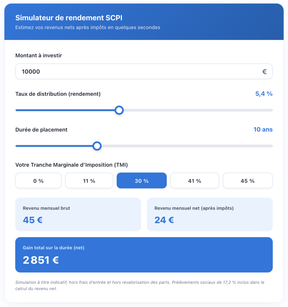 CALCUL rendement SCPI ATF Conseil Finance